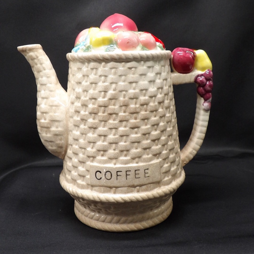 Vtg Tilso Japan Basket Weave Fruit Coffee Pot